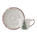 Gien Filets Noel U.S. tea cups and saucers, set of 2