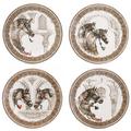 Gien Chevaux du Vent set of 4 dessert plates, 4 patterns