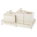 Riviere Vanity 4 pieces bathroom set, chrome/ivory