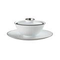 Raynaud Minéral Platin Chinesisches Suppenschälchen mit Deckel und Unterteller