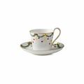 Royal Copenhagen Star Fluted Christmas coffee cup with high handle and saucer