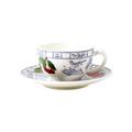 Gien Oiseau Bleu Fruits coffee/tea cups and saucers, set of 2