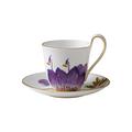 Royal Copenhagen Flora coffee/tea cup with high handle and saucer, pansy