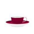 KPM Urbino Multicolore Espressotasse halbhoch, mit Unterteller, purpur
