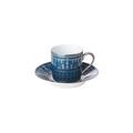 Haviland Tiara Blau/Platin Espressotasse mit Unterteller