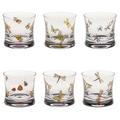 Artel Bug Painted set of 6 single old fashioned tumblers, 6 patterns
