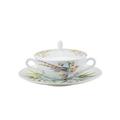 Raynaud Paradis soup cup and saucer with lid, white