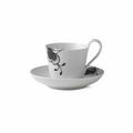 Royal Copenhagen Black Fluted Mega tea cup with high handle and saucer