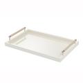 Riviere Lacquered tray with chrome/leather handles, ivory, large