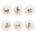 Gien Sologne Set aus 6 Desserttellern mit Hunde-Motiven, 6 Dekore