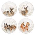 Gien Sologne Set aus 4 Desserttellern mit Tierbaby-Motiven, 4 Dekore
