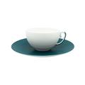 J.L Coquet Hémisphère Persian Blue tea cup, white cup and Hémisphère Persian Blue saucer