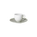 J.L Coquet Hémisphère Kaki-Green single espresso cup, white cup and Hémisphère Kaki-Green saucer
