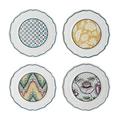 Gien Dominoté set of 4 bread & butter plates, 4 patterns