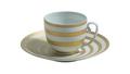 J.L Coquet Hémisphère gestreift, Gold Espressotasse mit Unterteller