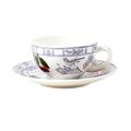 Gien Oiseau Bleu Fruits café au lait cups and saucers, set of 2