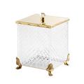 Cristal et Bronze Cristal Diamant Ciselé waste paper basket, with lid, gold