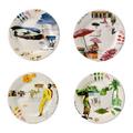 Gien Route des Indes Set aus 4 Desserttellern, 4 Dekore