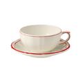 Gien Filets Rouge café au lait cups and saucers, set of 2