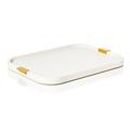 GioBagnara Puccini rectangular tray, brass handles, 41 x 28.5 cm, off white