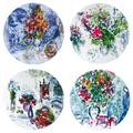 Bernardaud Les Bouquets de Fleurs set of 4 dessert plates, 4 patterns