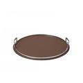 Giobagnara Defile round tray, chrome-plated handles, small, dark brown