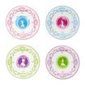Gien Marie-Antoinette set of 4 mini plates, 4 patterns
