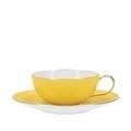 KPM Urbino Multicolore Teetasse mit Unterteller, zitronengelb