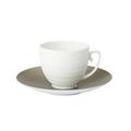J.L Coquet Hémisphère Grey Metallic coffee cup, white cup and Hémisphère Grey Metallic saucer