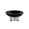 Cristal et Bronze Obsidian round soap dish, chrome