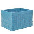Riviere Outdoor large leather basket without handles, turquoise