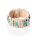 Pigment Anglet napkin ring, leather & rattan, mint