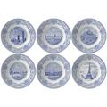Gien Monuments de Paris set of 6 dessert plates, 6 patterns