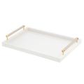 Riviere Lacquered tray with gold/leather handles, ivory, large