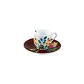 Raynaud Harmonia double espresso cup, white cup and brown saucer