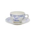 Gien Oiseau Bleu coffee/tea cups and saucers, set of 2