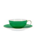 KPM Urbino Multicolore tea cup and saucer, yellow green