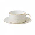 Wedgwood Gio Gold Teetasse mit Unterteller, weiß