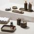GioBagnara Positano bathroom accessories, brass & Eramosa Brown