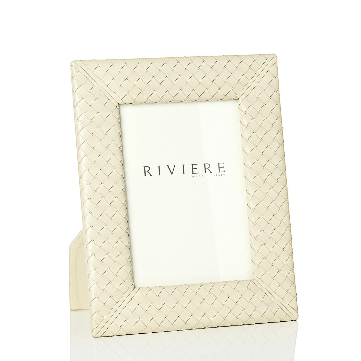 Riviere Milano leather frame, ivory, photo size 13 x 18 cm (5'' x 7