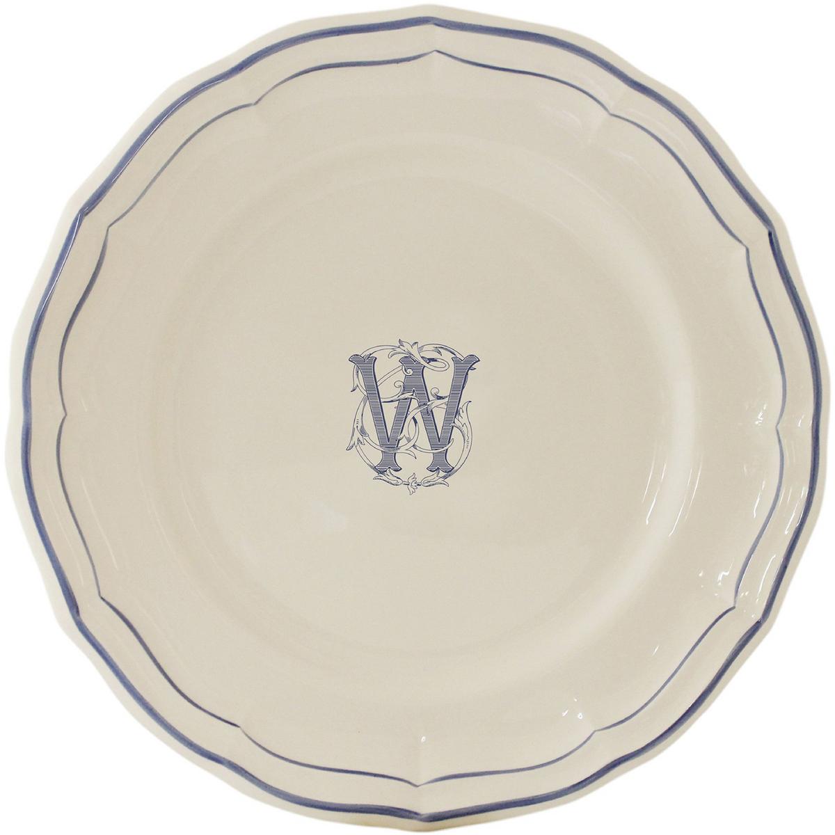Gien Filet Bleu Monogramme dinner plate, W