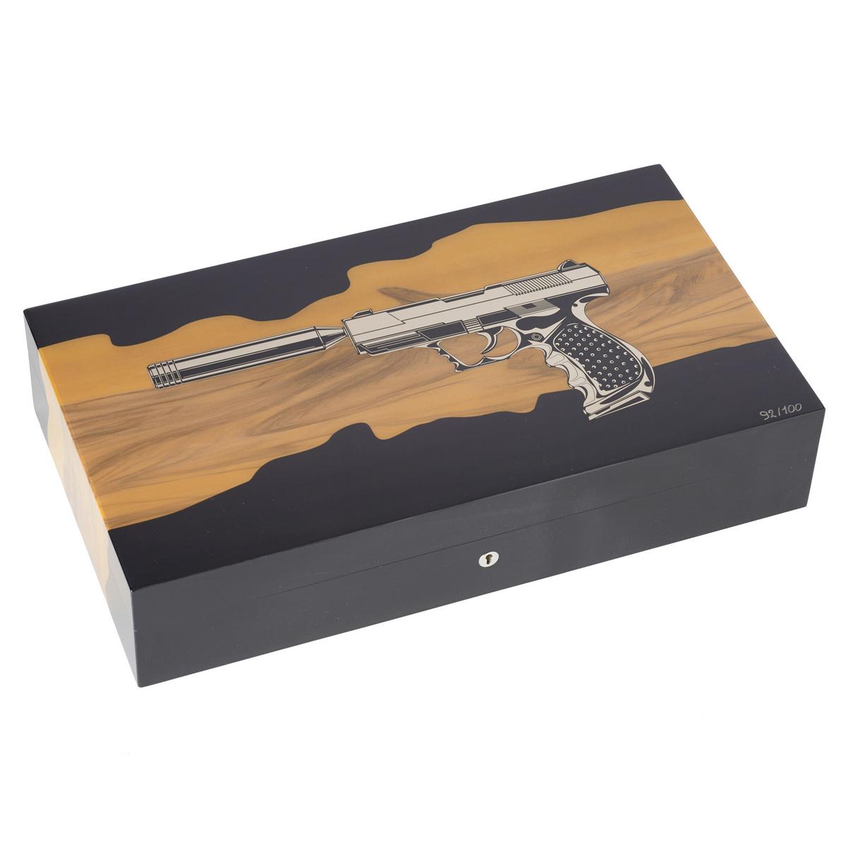 Elie Bleu Gun Thriller Yellow humidor, for 110 cigars artedona.