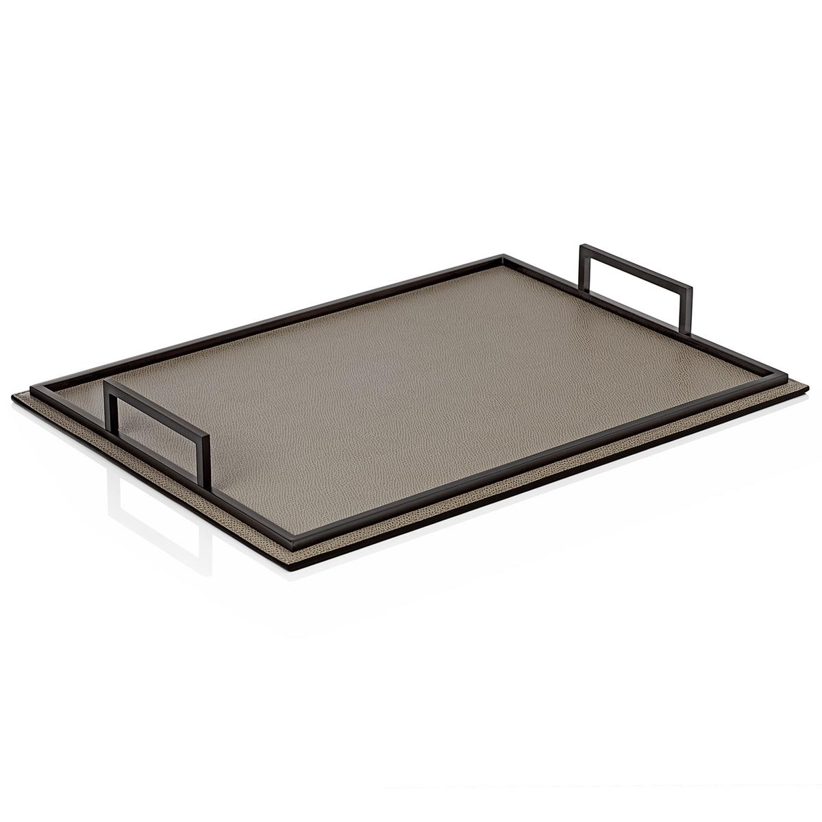 GioBagnara Defile rectangular trays, with bronze handles, mud artedona.