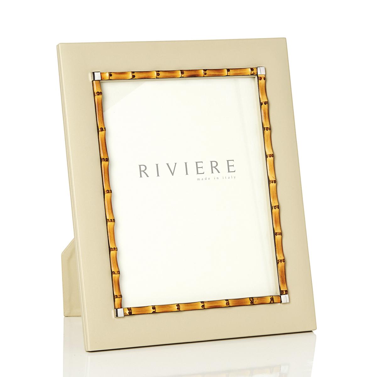Riviere Bamboo leather frame, ivory, photo size 18 x 24 cm (7'' x 9.5