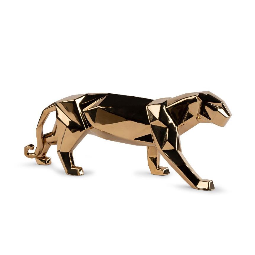 Lladró Panther sculpture, gold | Artedona.com
