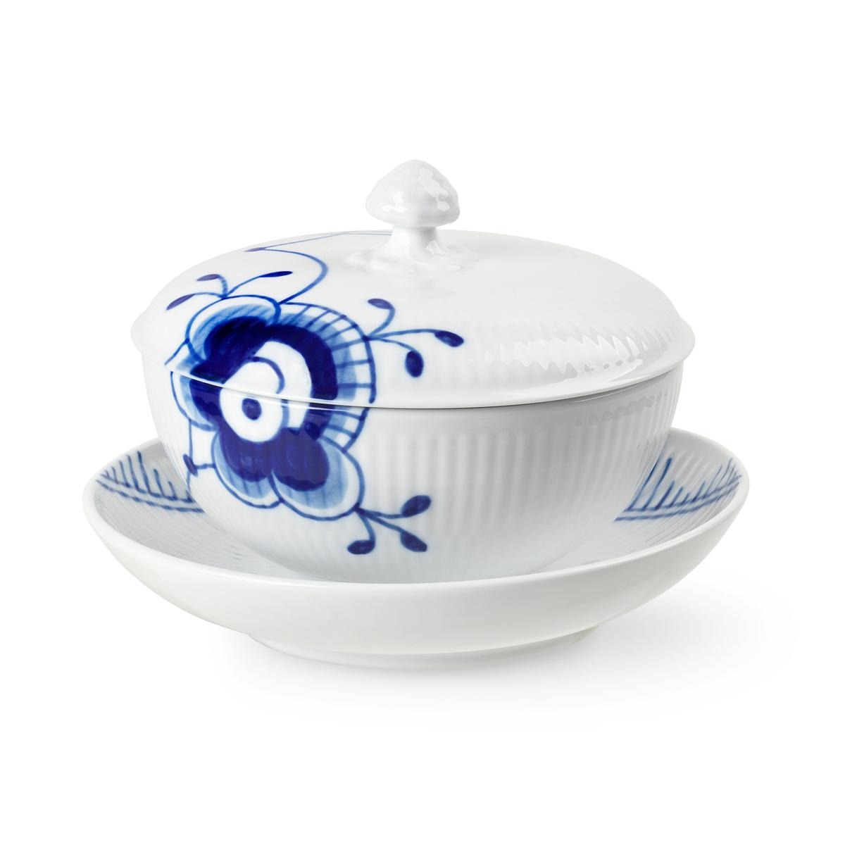 Royal Copenhagen Blue Fluted Mega bowl with lid and saucer artedona.