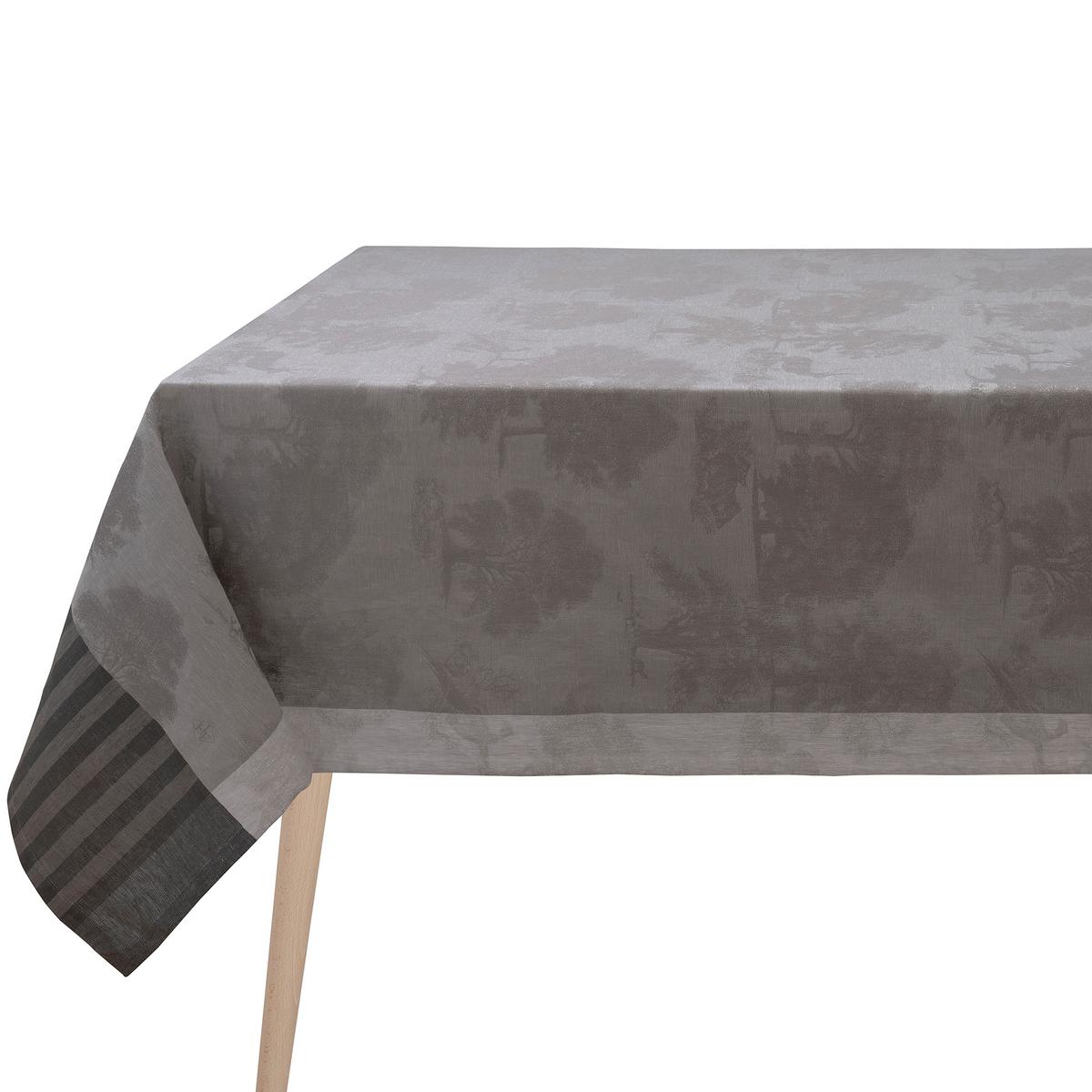 Nappe En Lin 100% Le Jacquard Français – Symphonie Baroque – Gris Fumée 175x320 Cm