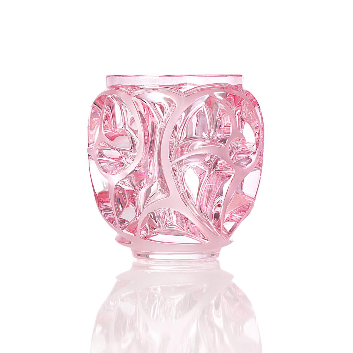 Lalique Tourbillons vase, h 13 cm, pink | artedona.