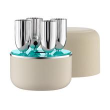 Robbe & Berking Champagne Box Belvedere Cream with 4 silverplated goblets
