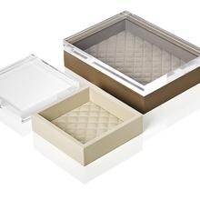 Riviere Vanity leather boxes with acrylic lid